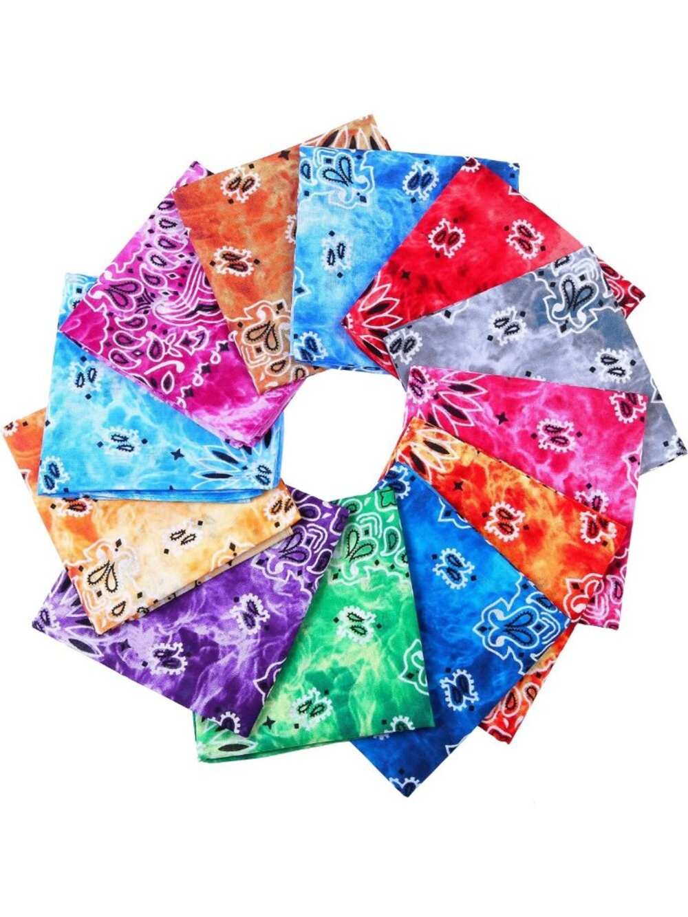 12Pcs Paisley Cotton Bandana Set | Stylish Printed Head Scarves for Fashion